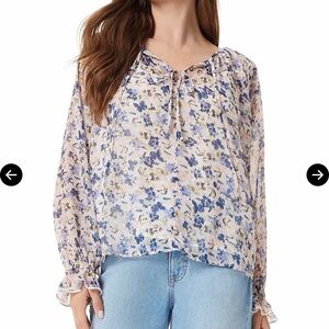 NWT Sam Edelman Floral Blouse - Blue and Cream